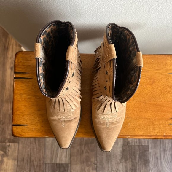 Dingo Western Boots Cassidy Fringe Star Cowboy Tan - Picture 3 of 6